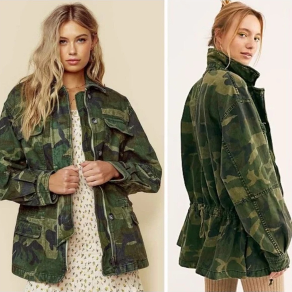 Free People Seize The Day Camouflage Green Jacket - Picture 5 of 5